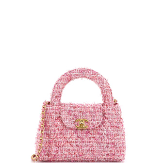 Chanel Kelly Top Handle Shopping Bag Quilted Tweed Mini
