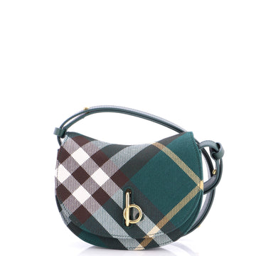 Burberry Rocking Horse Shoulder Bag Check Jacquard with Leather Mini