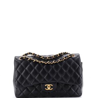 Chanel Classic Double Flap Bag Quilted Caviar Jumbo