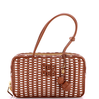 Miu Miu Beau Top Handle Bag Woven Leather Large