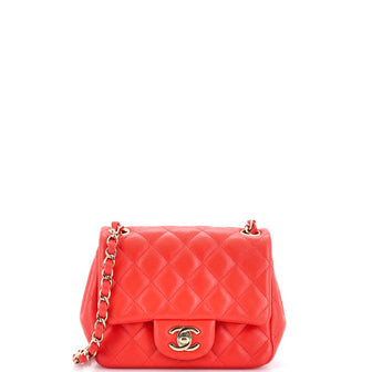 Chanel Square Classic Single Flap Bag Quilted Lambskin Mini