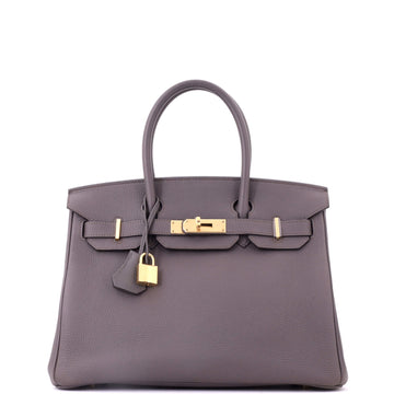 Hermes Birkin Handbag Grey Togo with Gold Hardware 30
