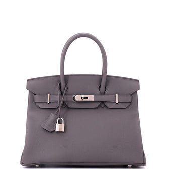 Hermes Birkin Handbag Grey Togo with Palladium Hardware 30