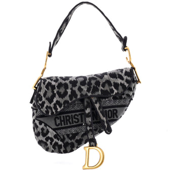 Christian Dior Saddle Handbag Mizza Embroidered Canvas Medium