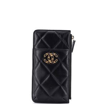 Chanel 19 Classic Phone Case Pouch Quilted Lambskin