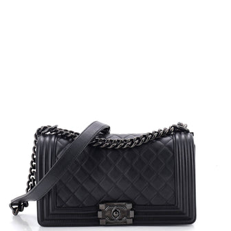 Chanel So Black Boy Flap Bag Quilted Calfskin Old Medium