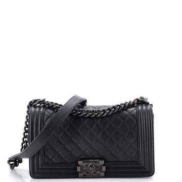Chanel So Black Boy Flap Bag Quilted Calfskin Old Medium