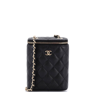 Chanel Vertical Classic Vanity Case with Chain Quilted Caviar Small
