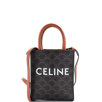 Celine Vertical Cabas Tote Triomphe Coated Canvas Mini