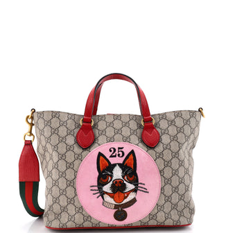 Gucci Convertible Soft Tote GG Coated Canvas with Applique Small