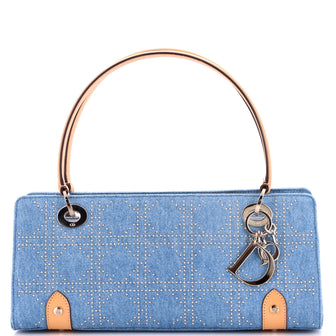 Christian Dior East West Lady Dior Bag Cannage Studded Denim