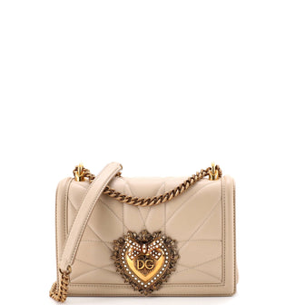 Dolce & Gabbana Devotion Full Flap Shoulder Bag Quilted Leather Small
