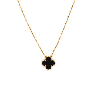 Van Cleef & Arpels Vintage Alhambra Pendant Necklace 18K Yellow Gold and Onyx