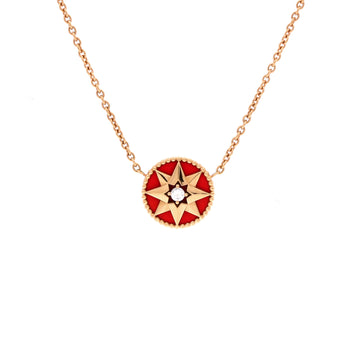 Christian Dior Rose des Vents Pendant Necklace 18K Rose Gold with Diamond and Ceramic