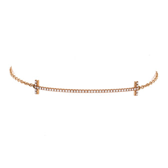 Tiffany & Co. T Smile Chain Bracelet 18K Rose Gold with Diamonds Medium