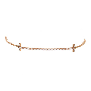 Tiffany & Co. T Smile Chain Bracelet 18K Rose Gold with Diamonds Medium