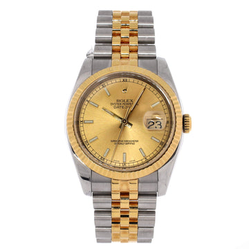 Rolex Oyster Perpetual Datejust Automatic Watch Stainless Steel and Yellow Gold 36