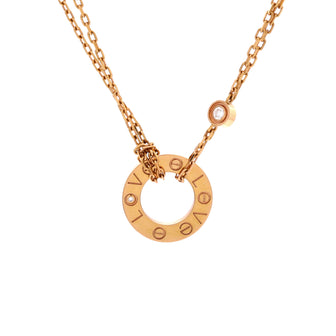 Cartier 2 Diamonds Love Pendant Necklace 18K Rose Gold and Diamonds