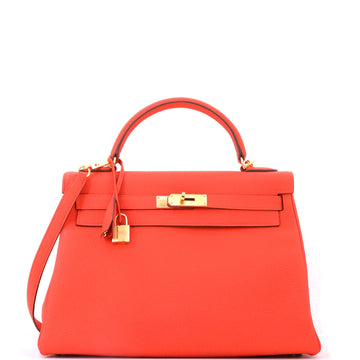 Hermes Kelly Handbag Orange Togo with Gold Hardware 32