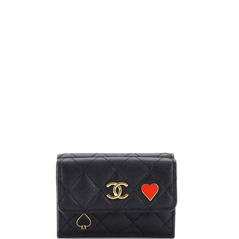 Chanel Coco Casino Flap Card Case Quilted Caviar