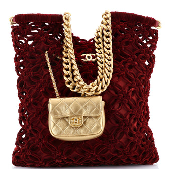 Chanel Precious Net Shopping Tote Braided Velvet with Quilted Lambskin Medium