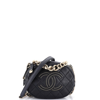 Chanel Studded CC Round Camera Case Quilted Lambskin Small