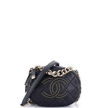 Chanel Studded CC Round Camera Case Quilted Lambskin Small