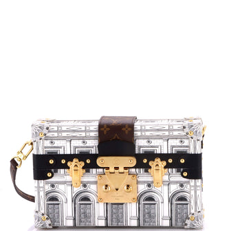 Louis Vuitton Petite Malle Handbag Limited Edition Fornasetti Architettura Print Leather and Monogram Canvas