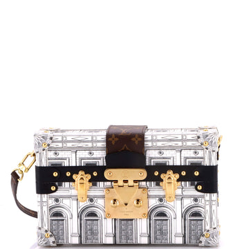 Louis Vuitton Petite Malle Handbag Limited Edition Fornasetti Architettura Print Leather and Monogram Canvas