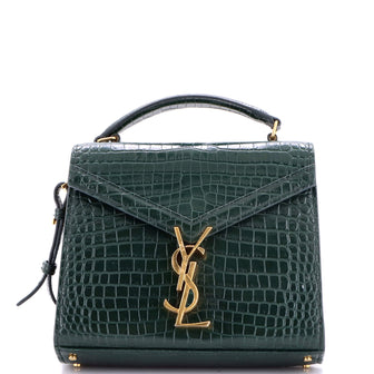 Saint Laurent Cassandra Top Handle Bag Crocodile Embossed Leather Mini