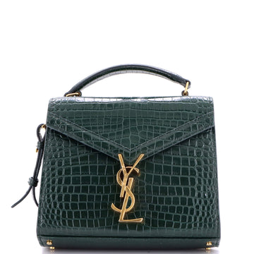 Saint Laurent Cassandra Top Handle Bag Crocodile Embossed Leather Mini