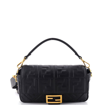 Fendi Baguette NM Bag Zucca Embossed Leather Medium