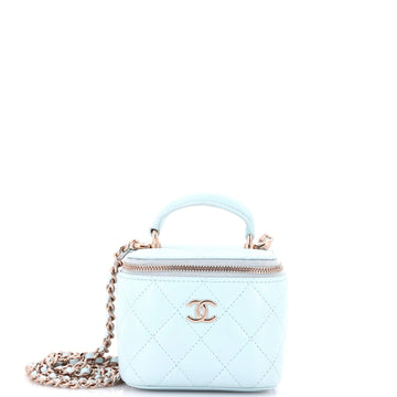 Chanel Classic Top Handle Vanity Case with Chain Quilted Lambskin Mini