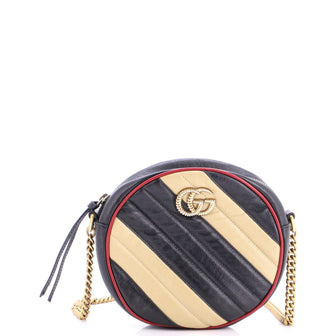 Gucci GG Marmont Round Shoulder Bag Diagonal Quilted Leather Mini