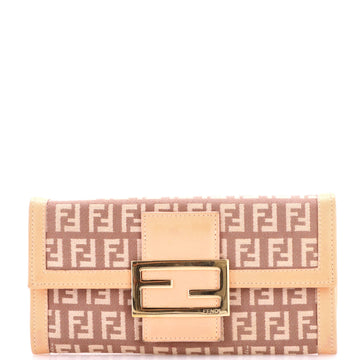 Fendi Vintage FF Flap Continental Wallet Zucchino Canvas