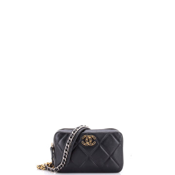 Chanel 19 Zipped Phone Holder Crossbody Bag Quilted Lambskin