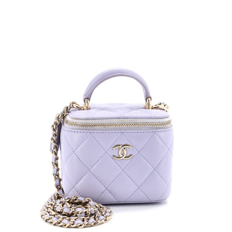 Chanel Classic Top Handle Vanity Case with Chain Quilted Lambskin Mini