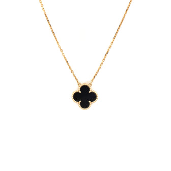 Van Cleef & Arpels Vintage Alhambra Pendant Necklace 18K Yellow Gold and Onyx