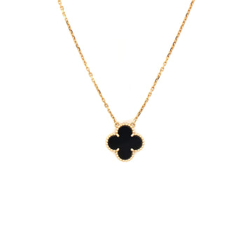 Van Cleef & Arpels Vintage Alhambra Pendant Necklace 18K Yellow Gold and Onyx