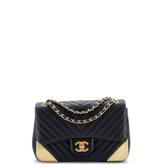 Chanel Rock the Corner Flap Bag Chevron Calfskin Mini
