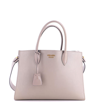 Prada Side Pleat Tote Saffiano Leather Large