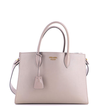 Prada Side Pleat Tote Saffiano Leather Large