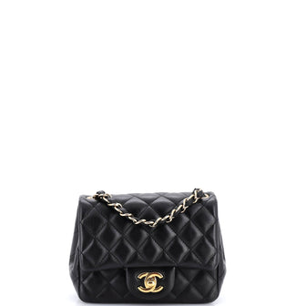 Chanel Square Classic Single Flap Bag Quilted Lambskin Mini