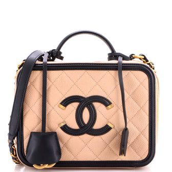Chanel Filigree Vanity Case Quilted Caviar Medium