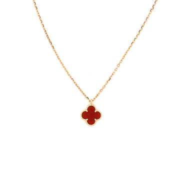 Van Cleef & Arpels Sweet Alhambra Pendant Necklace 18K Rose Gold and Carnelian