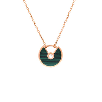 Cartier Amulette de Cartier Pendant Necklace 18K Rose Gold with Malachite and Diamond XS