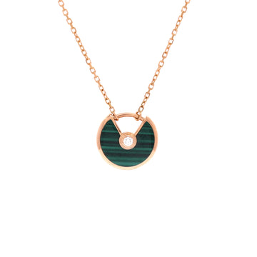 Cartier Amulette de Cartier Pendant Necklace 18K Rose Gold with Malachite and Diamond XS