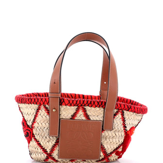 Loewe Basket Tote Embroidered Raffia Medium