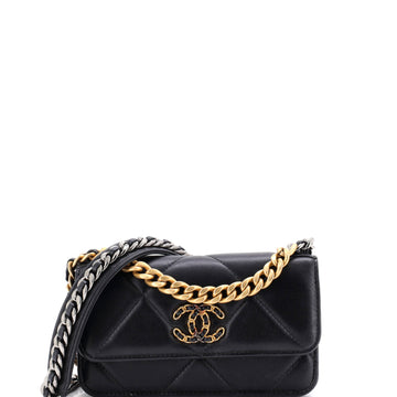 Chanel 19 Flap Phone Holder with Chain Quilted Lambskin