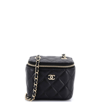 Chanel Classic Vanity Case with Chain Quilted Caviar Mini